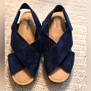 Skechers Women's Blue Suede Sandals Size 8.5